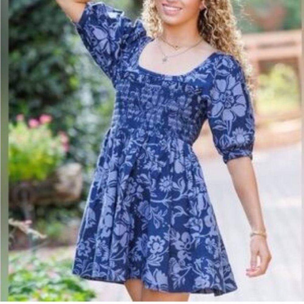 NWT Free People Blue Dear Delilah Mini Dress XS - Picture 2 of 7